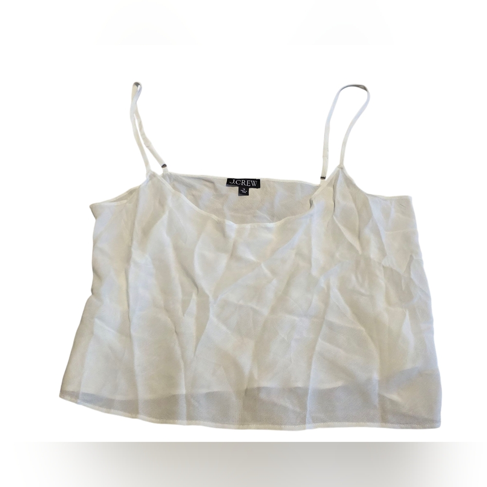 J. Crew White Cropped Vicose Camisole Size 14 EUC